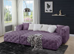 Qokmis 2-Pc Purple Velvet Tufted LAF Sectional Sofa