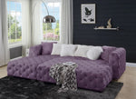 Qokmis Purple Velvet Tufted Ottoman