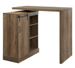 Quillon Rustic Oak Finish Wood Bar Table with Swivel Top