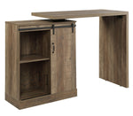 Quillon Rustic Oak Finish Wood Bar Table with Swivel Top