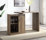 Quillon Rustic Oak Finish Wood Bar Table with Swivel Top