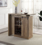 Quillon Rustic Oak Finish Wood Bar Table with Swivel Top