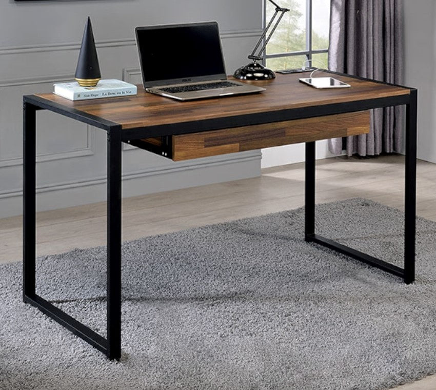 Quincy Dark Oak Wood/Matte Black Writing Desk