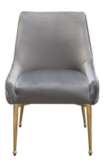 Quinn 2 Grey Velvet Fabric/Metal Side Chairs