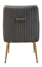 Quinn 2 Grey Velvet Fabric/Metal Side Chairs