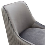 Quinn 2 Grey Velvet Fabric/Metal Side Chairs