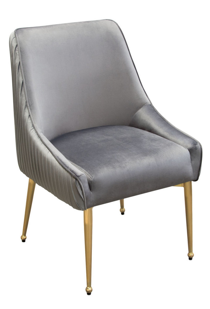 Quinn 2 Grey Velvet Fabric/Metal Side Chairs