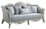 Qunsia Light Gray Fabric/Champagne Wood Sofa (Oversized)