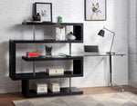 Raceloma Black Wood/Clear Glass Writing Desk with Shelf