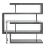 Raceloma Gray Wood/Clear Glass Writing Desk with Shelf