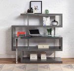 Raceloma Gray Wood/Clear Glass Writing Desk with Shelf