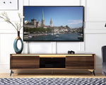 Raceloma Walnut Wood TV Stand with LED Light