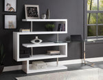 Raceloma White Wood/Clear Glass Writing Desk with Shelf