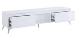 Raceloma White Wood TV Stand with LED Light