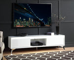 Raceloma White Wood TV Stand with LED Light