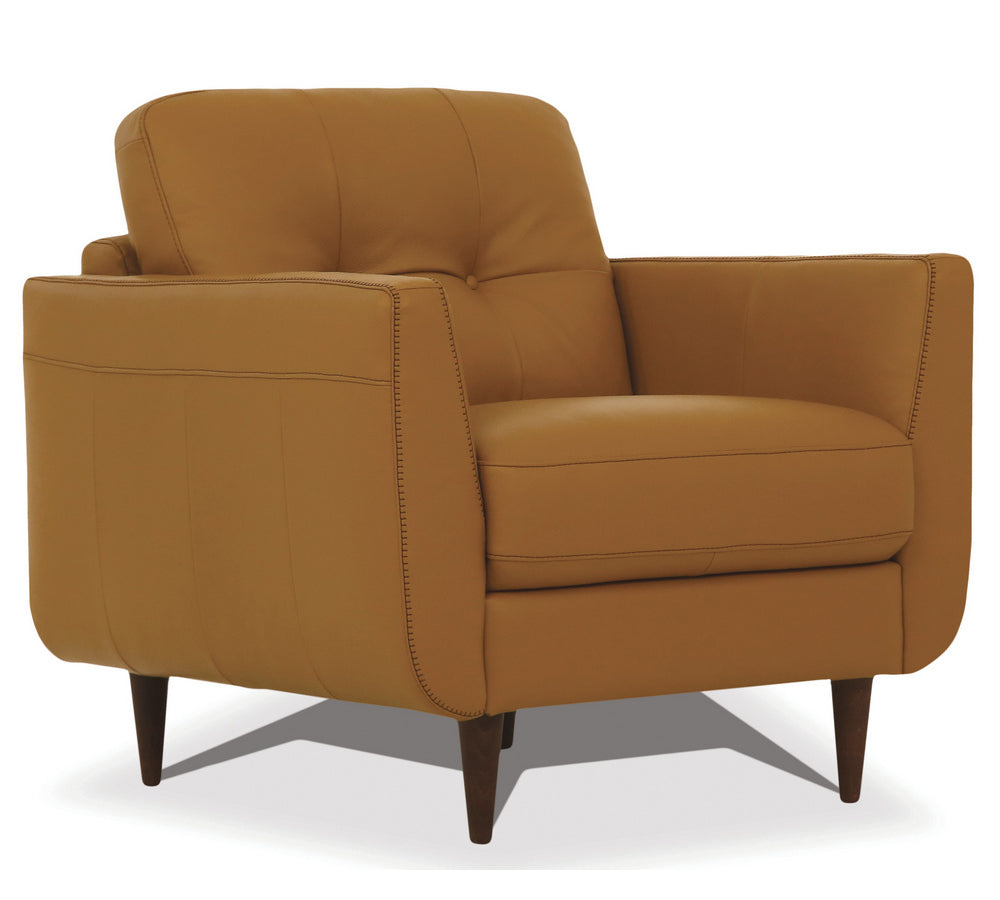 Radwan Camel Leather Button Tufted Chair