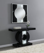 Raelyn Black Faux Marble Console Table with LED Lights