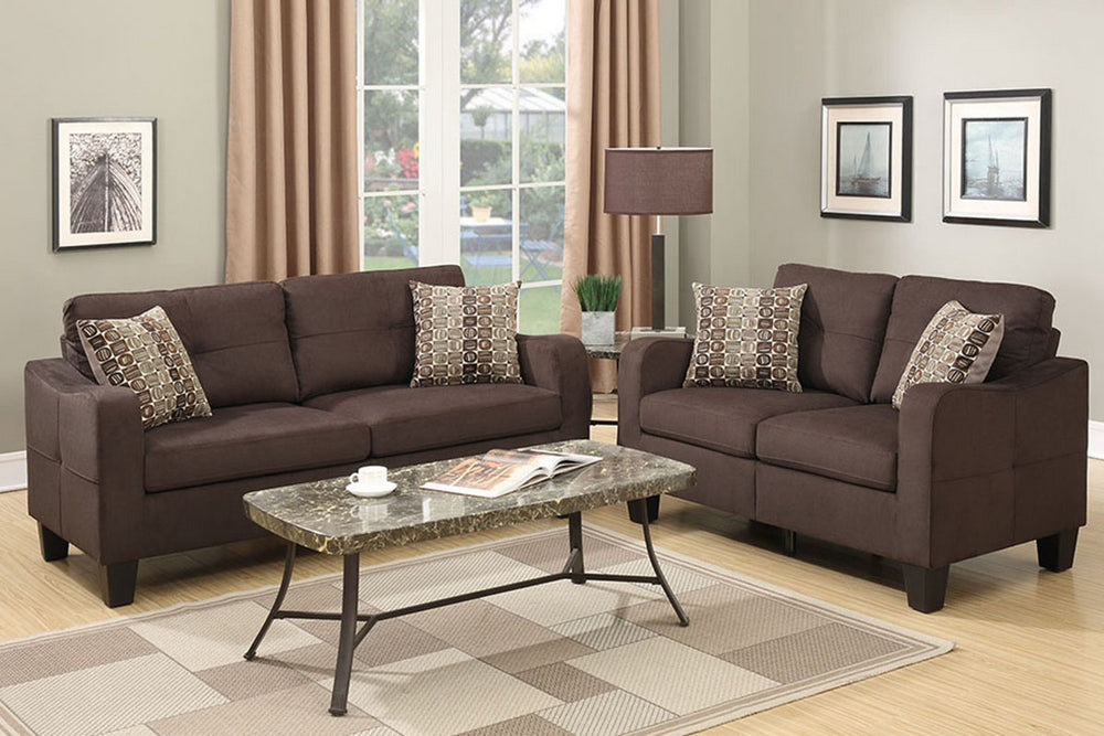 Raffaella 2-Pc Chocolate Polyfiber Sofa Set