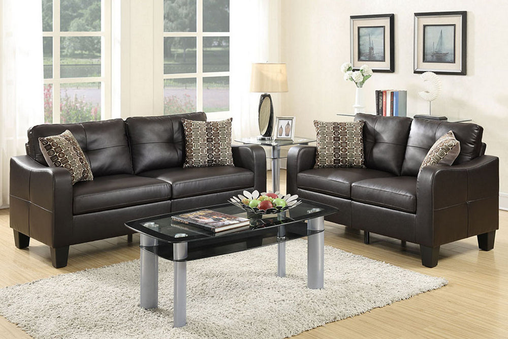 Raffaella 2-Pc Espresso Bonded Leather Sofa Set