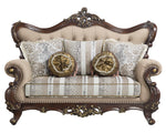 Ragnar Light Brown Fabric/Cherry Wood Loveseat