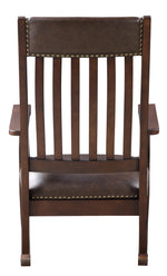 Raina Brown PU Leather/Walnut Wood Rocking Chair