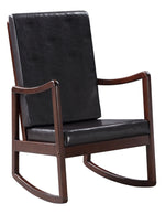 Raina Dark Brown PU Leather/Espresso Wood Rocking Chair