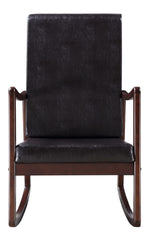 Raina Dark Brown PU Leather/Espresso Wood Rocking Chair