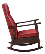 Raina Red PU Leather/Espresso Wood Rocking Chair