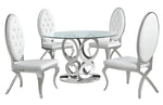 Rakel 5-Pc Clear/White Dining Table Set