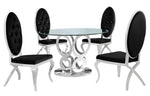 Rakel 5-Pc Silver/Black Dining Table Set