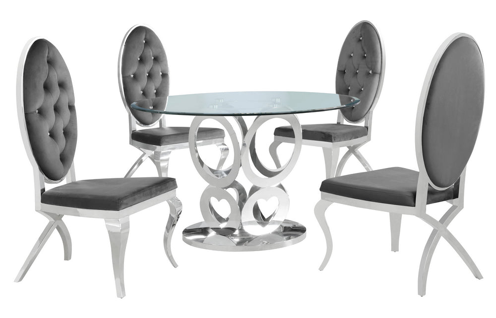 Rakel 5-Pc Silver/Gray Dining Table Set