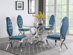 Rakel 5-Pc Silver/Teal Blue Dining Table Set