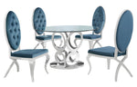 Rakel 5-Pc Silver/Teal Blue Dining Table Set