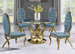 Rakel 5-Pc Teal Blue Velvet Dining Table Set