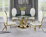 Rakel Clear Glass/Gold Metal Dining Table