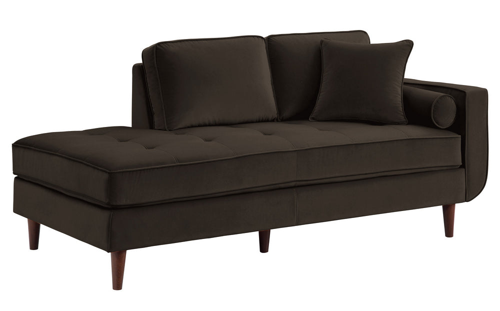 Rand Chocolate Velvet Fabric Chaise