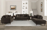 Rand Chocolate Velvet Fabric Loveseat