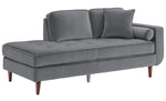 Rand Gray Velvet Fabric Chaise