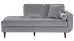 Rand Gray Velvet Fabric Chaise