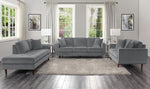 Rand Gray Velvet Fabric Chaise