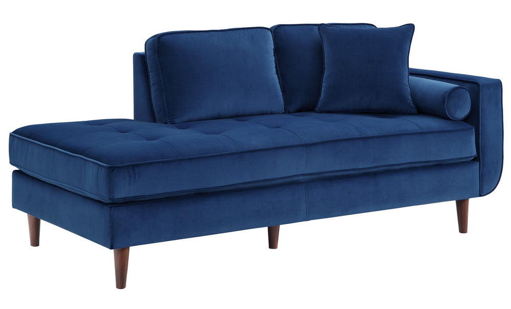 Rand Navy Velvet Fabric Chaise