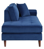 Rand Navy Velvet Fabric Chaise