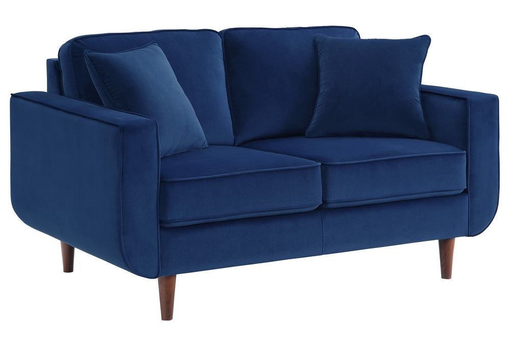 Rand Navy Velvet Fabric Loveseat