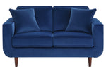 Rand Navy Velvet Fabric Loveseat