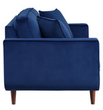 Rand Navy Velvet Fabric Loveseat