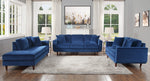 Rand Navy Velvet Fabric Loveseat