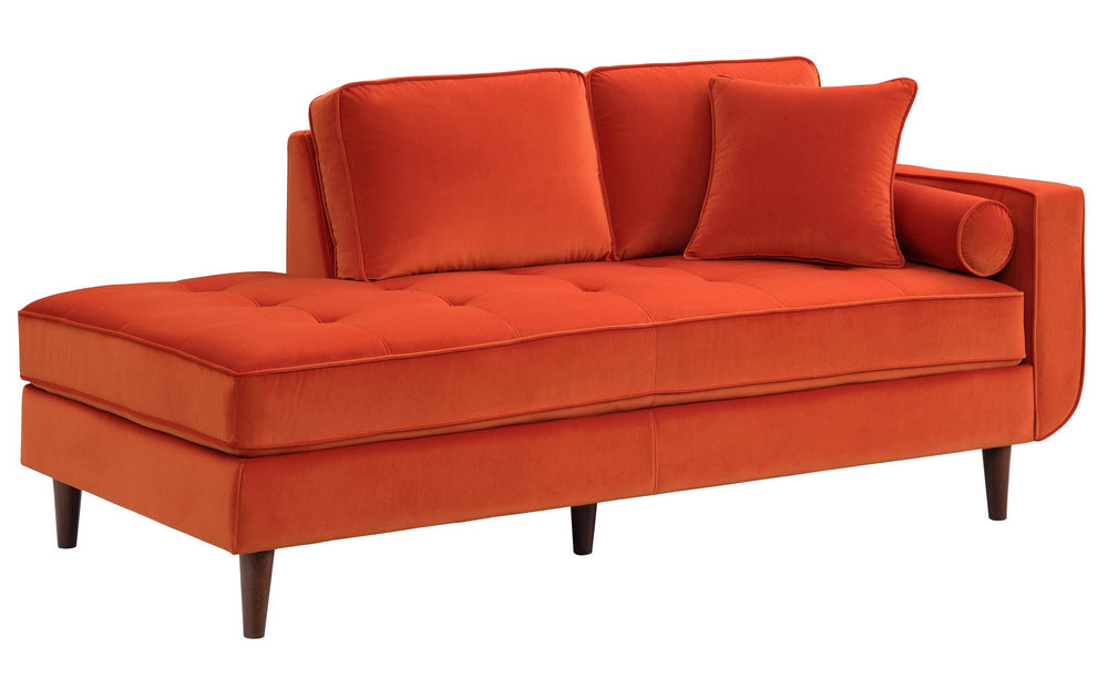 Rand Orange Velvet Fabric Chaise