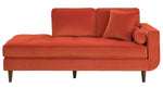 Rand Orange Velvet Fabric Chaise