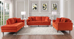 Rand Orange Velvet Fabric Chaise