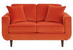 Rand Orange Velvet Fabric Loveseat